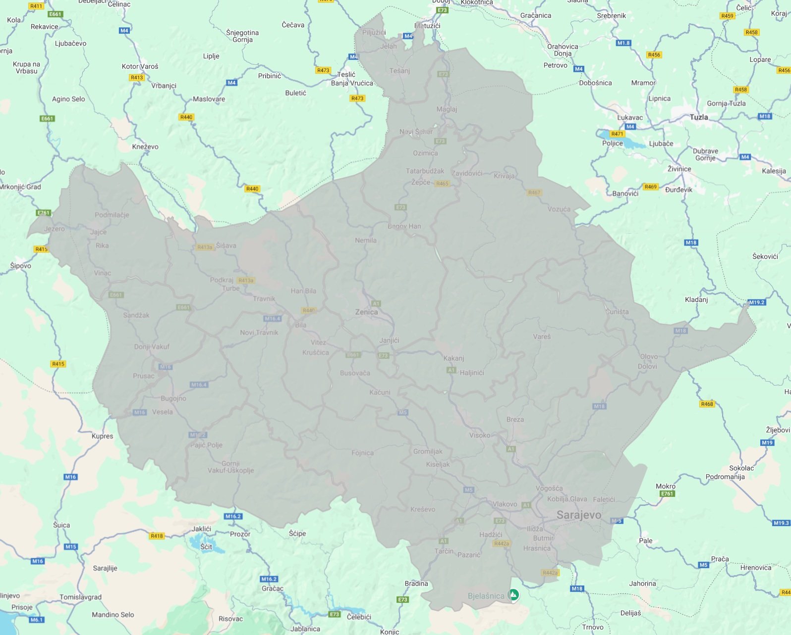 Mapa Srednja Bosna